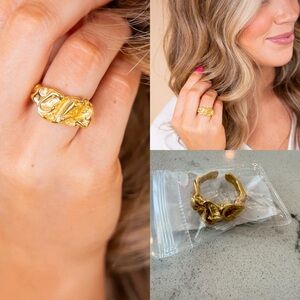 Kristalize Beller Gold Nugget Ring Adjustable NEW IN PACKAGE